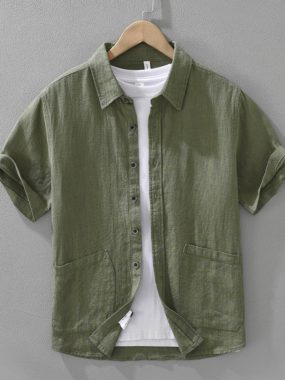 Casual Beach Party Ramie Cotton Blend Shirt