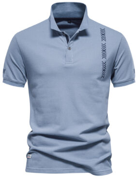 Pique Cotton Polo Tee With Arrows Embroidery