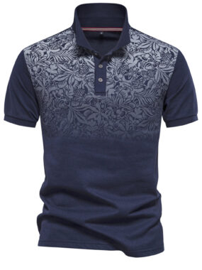 Gradient Floral Print Men's Polo Shirt