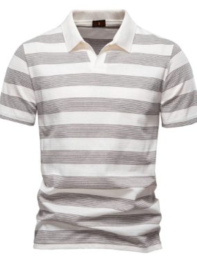 Men's Summer Multi-Striped Polo T-shirt