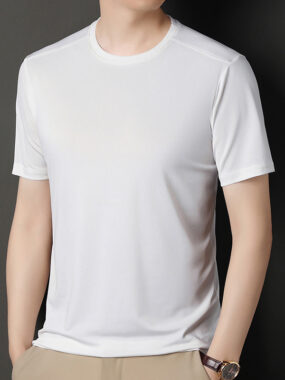 Pique Cotton Spandex Round Neck T-shirt