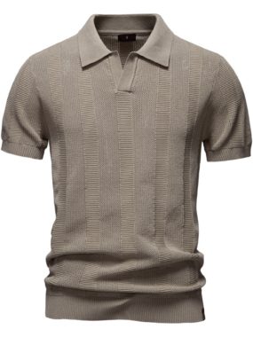 Summer Patterned Knitted Polo T-shirt