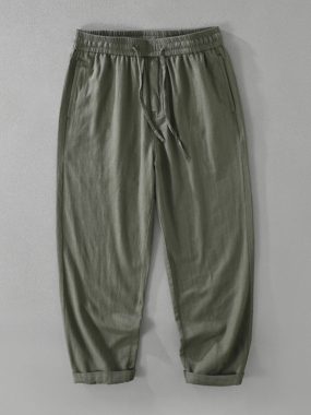 Linen Cotton Blend Casual Pants