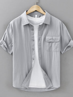 Short Sleeved Men's Shirt with Side Chest Pocket