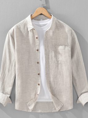 Men's Linen Blend Long Sleeve Shirt