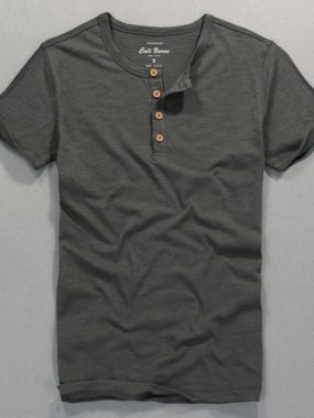 Cotton Breathable Thin Four Buttons Collar Tee
