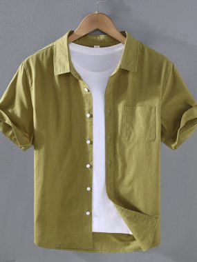 Short Sleeve Lapel Collar Casual Shirt