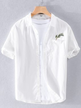 Men's Casual Pure Cotton Short Sleeve Shirt