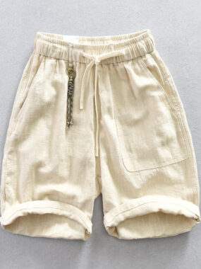 Ramie Cotton Blend Basic Casual Summer Shorts