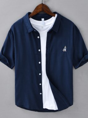 Short Sleeve Shirt with Embroidery