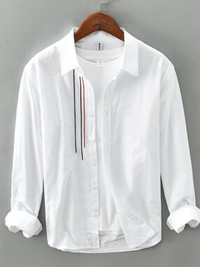 Long Sleeve Shirt with Striped Embroidery