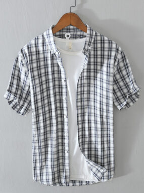 Men's Short Sleeved Plaid Shirt