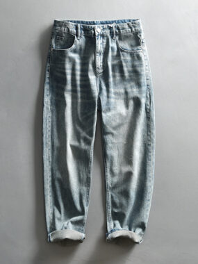 Straight Cut Washed Retro Jeans Pants