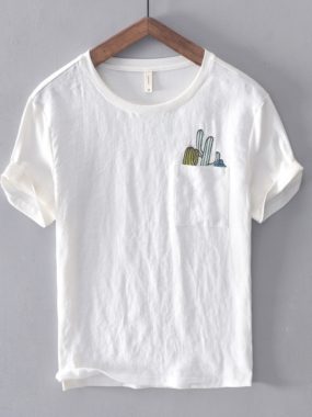 Casual T-Shirt with Pocket and Embroidery