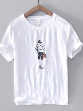 Men's Casual T-Shirt with Front Embroidery