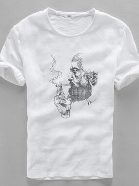 Cotton Casual Large Print T-Shirt