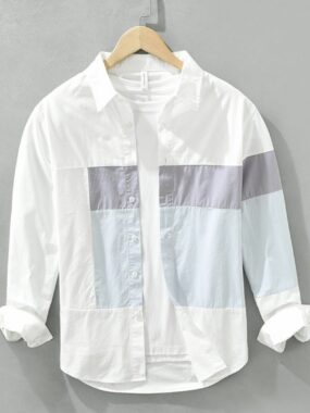 Long Sleeve Classic Cut White Contrast Shirt