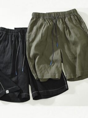 Vintage Style Pure Linen Casual Loose Fit Shorts