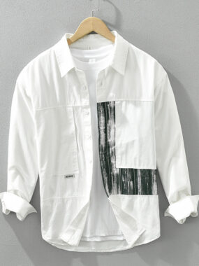 Long Sleeve Patchwork Printed Cotton Shirt