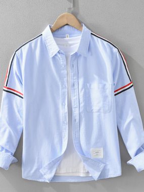 Cotton Long Sleeve Shirt with Stripes