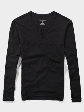 Bamboo Long Sleeve O-Neck with Button T-Shirt