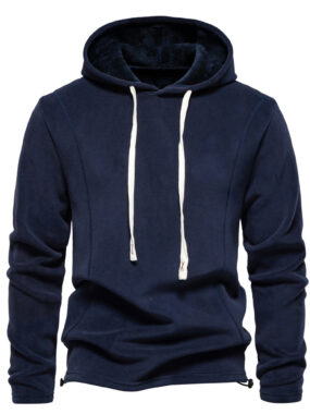 Fleeced Hoodie With Drawstrings