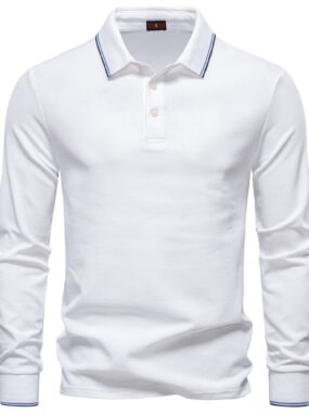 Long Sleeve Polo Collar With Striped Edges