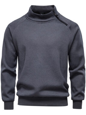 Fleeced With  Side Zip on Collar Sweatshirt