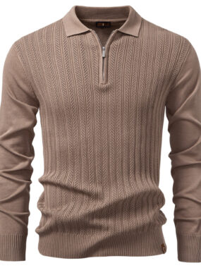 Textured Half-Zip Business Casual Sweater