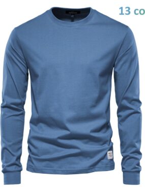 O-Neck Long Sleeve T-Shirt With Ribbed Sleeves