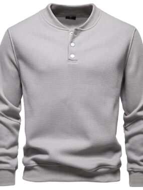 Mao Button Up Long Sleeve Sweater