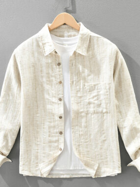 Heathered Cotton Linen Blended Shirt