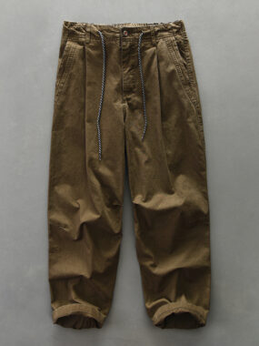 Drawstring Pleated Classic Cotton Pants