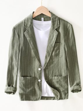 Ramie Cotton Bohemian Striped Blazer