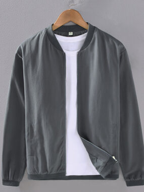 Simple Ribbed Cotton Bomber Jacket