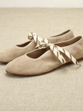 Sport Chic Suede Lace-Up Ballerina