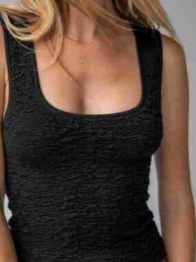 Wrinkled Fitted Tank Top