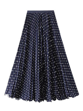 Polka Dot A-line Pleated Skirt