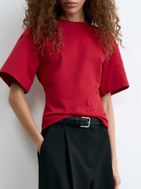 Wide Funnel Sleeve Cotton Tee