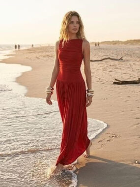 Maxi Draped Jersey Bodycon Dress