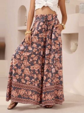 Scarf Floral Print Palazzo Pants