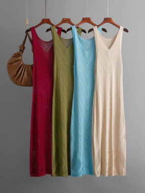 Slip Crocheted V-Neck Midi Dress