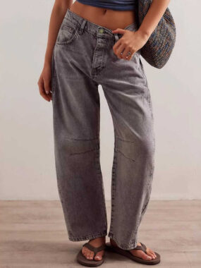 Slight Balloon Denim Pants with Pleats