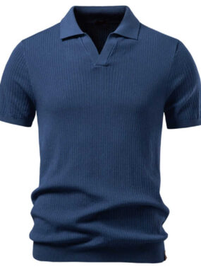 Ribbed Classic Polo Buttoned T-shirt