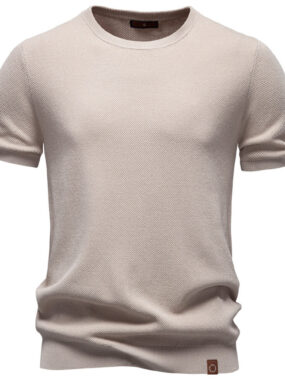 Textured Fabric Minimalistic Crew Neck T-shirt