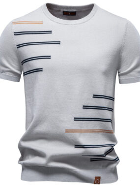 Asymmetric Striped Crew Neck Classic T-shirt