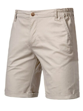 Classic Solid Woven Cotton Straight Shorts