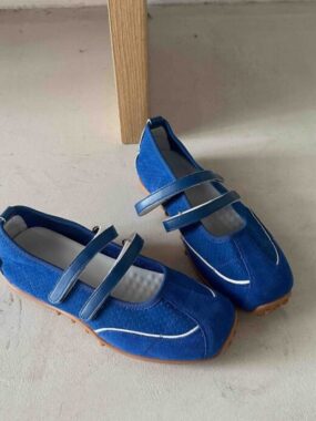 Women Strappy Suede Mary Janes Ballerina Trainers