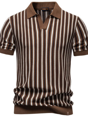 Jersey Style Striped Polo Shirt