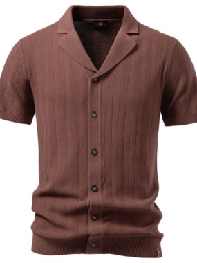 Knit Resort Shirt with Full Front Buttons